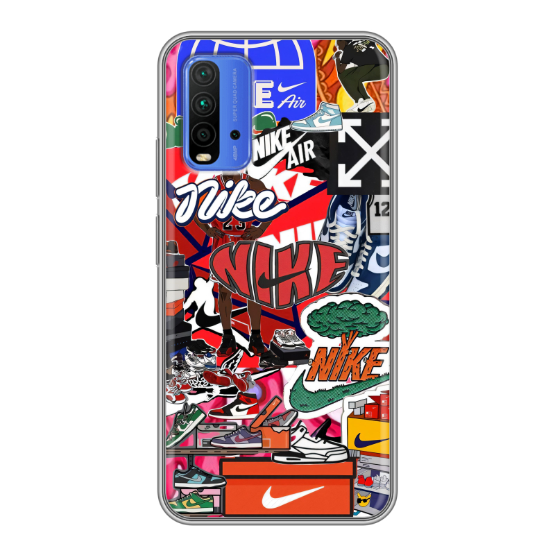 Силиконовый чехол на Xiaomi RedMi 9T с принтом Найк Nike яркий Силиконовый чехол на Xiaomi RedMi 9T с принтом Найк Nike яркий