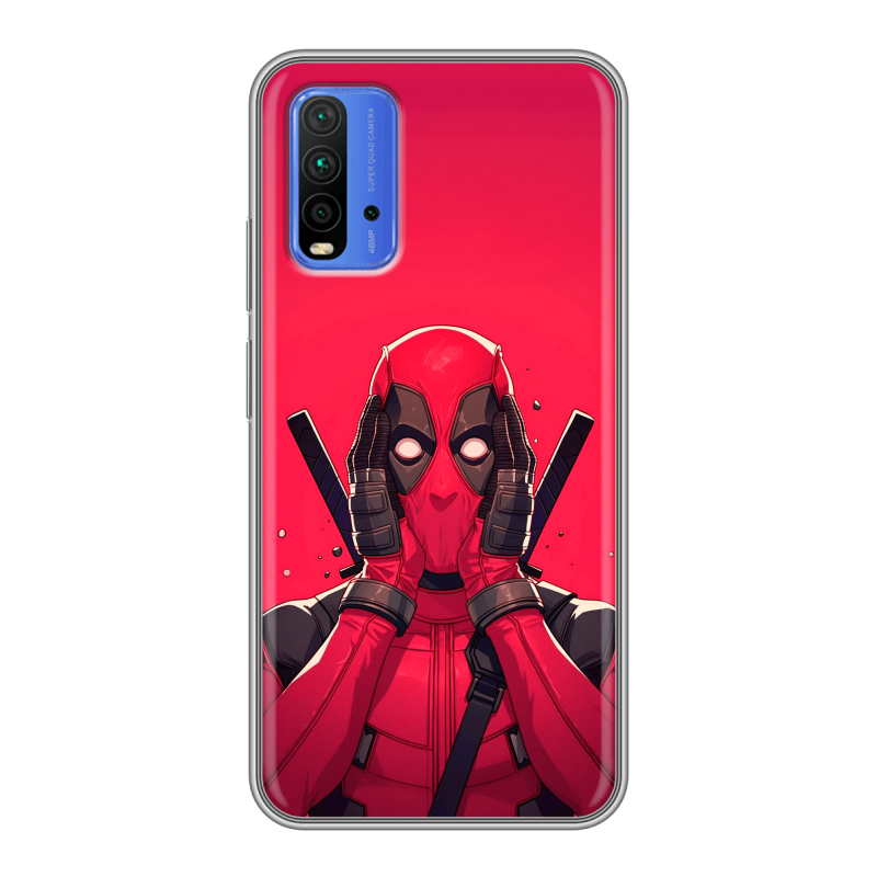Силиконовый противоударный чехол на Xiaomi RedMi 9T с принтом Дедпул Deadpool Силиконовый противоударный чехол на Xiaomi RedMi 9T с принтом Дедпул Deadpool