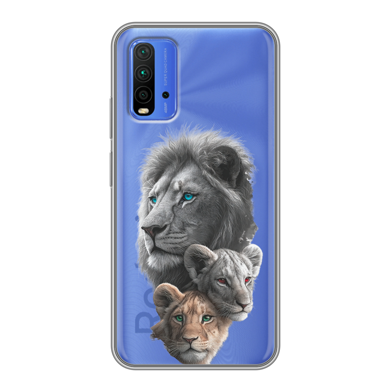 Силиконовый чехол на Xiaomi RedMi 9T с принтом Львы Силиконовый чехол на Xiaomi RedMi 9T с принтом Львы