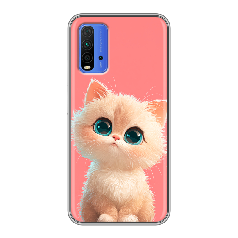 Силиконовый противоударный чехол на Xiaomi RedMi 9T с принтом Розовый котенок Силиконовый противоударный чехол на Xiaomi RedMi 9T с принтом Розовый котенок