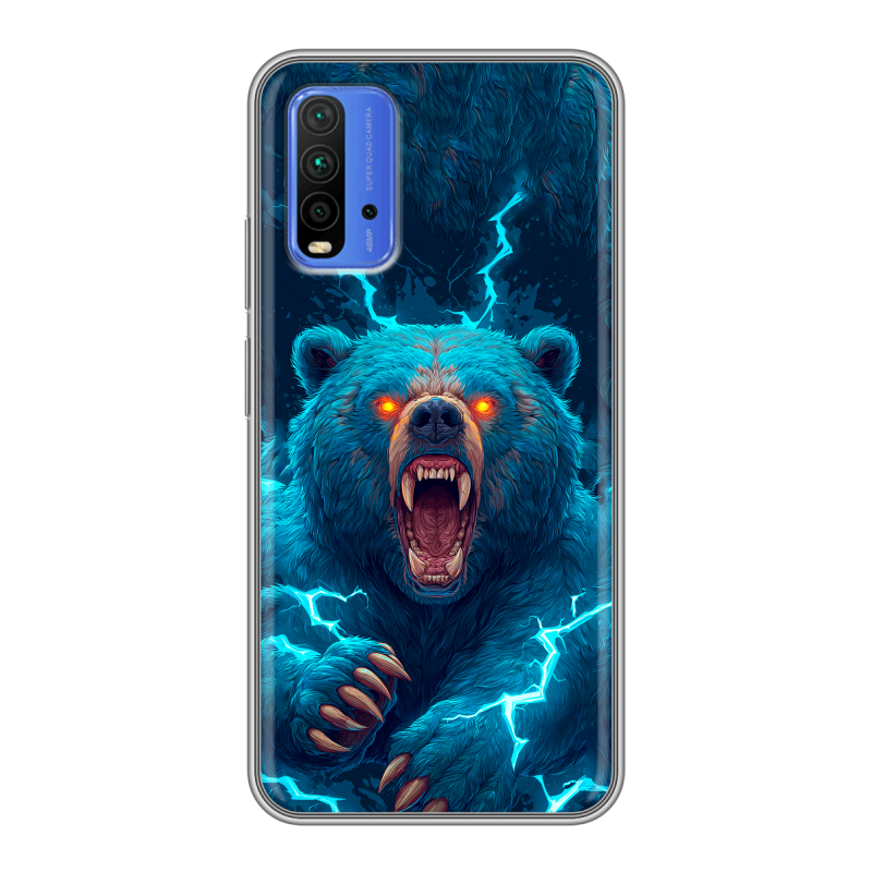 Силиконовый чехол на Xiaomi RedMi 9T с принтом Медведь Силиконовый чехол на Xiaomi RedMi 9T с принтом Медведь