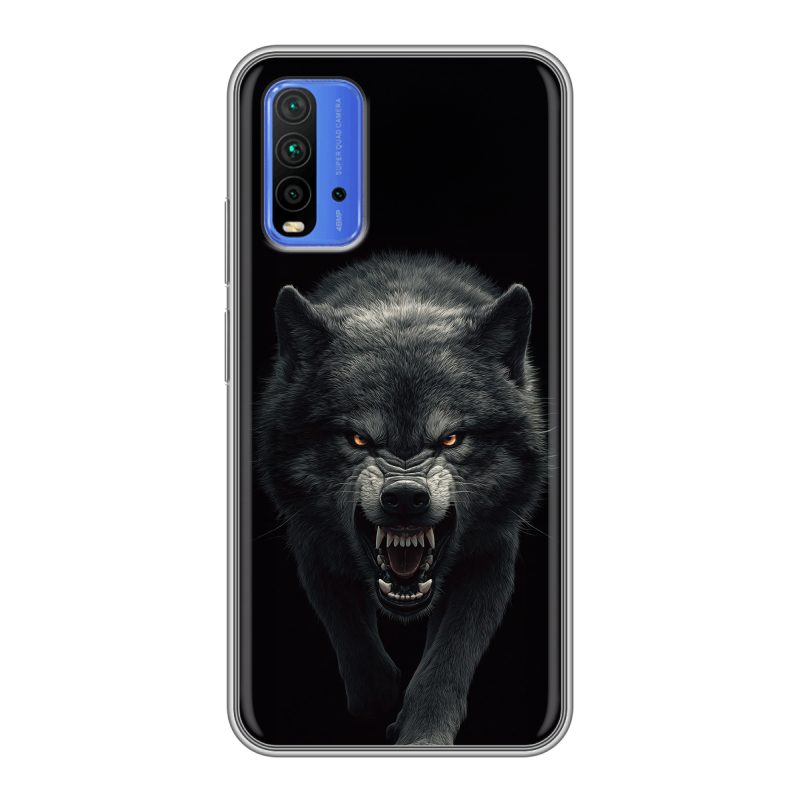 Силиконовый противоударный чехол на Xiaomi RedMi 9T с принтом Волк Силиконовый противоударный чехол на Xiaomi RedMi 9T с принтом Волк