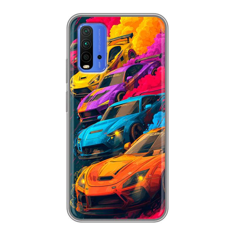 Силиконовый противоударный чехол на Xiaomi RedMi 9T с принтом Тачки Силиконовый противоударный чехол на Xiaomi RedMi 9T с принтом Тачки