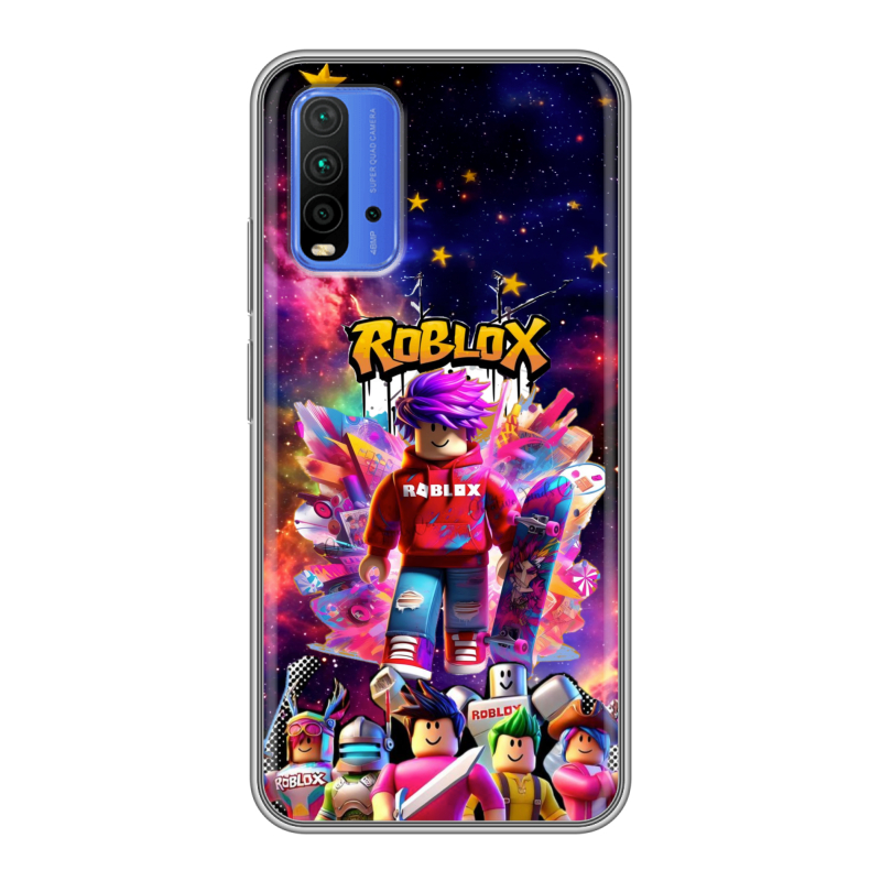 Силиконовый противоударный чехол на Xiaomi RedMi 9T с принтом Roblox Роблокс Силиконовый противоударный чехол на Xiaomi RedMi 9T с принтом Roblox Роблокс