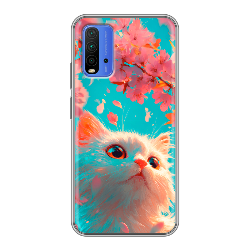 Силиконовый противоударный чехол на Xiaomi RedMi 9T с принтом Красивый кот Силиконовый противоударный чехол на Xiaomi RedMi 9T с принтом Красивый кот