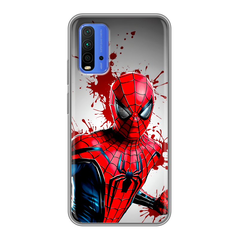 Силиконовый чехол на Xiaomi RedMi 9T с принтом Spiderman Человек паук Силиконовый чехол на Xiaomi RedMi 9T с принтом Spiderman Человек паук