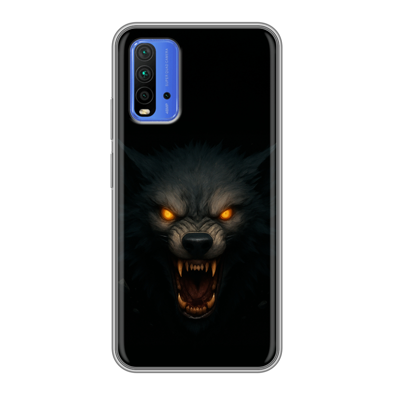 Силиконовый противоударный чехол на Xiaomi RedMi 9T с принтом Волк Силиконовый противоударный чехол на Xiaomi RedMi 9T с принтом Волк