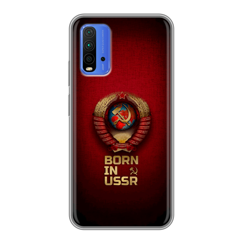 Силиконовый противоударный чехол на Xiaomi RedMi 9T с принтом Флаг Герб СССР Силиконовый противоударный чехол на Xiaomi RedMi 9T с принтом Флаг Герб СССР
