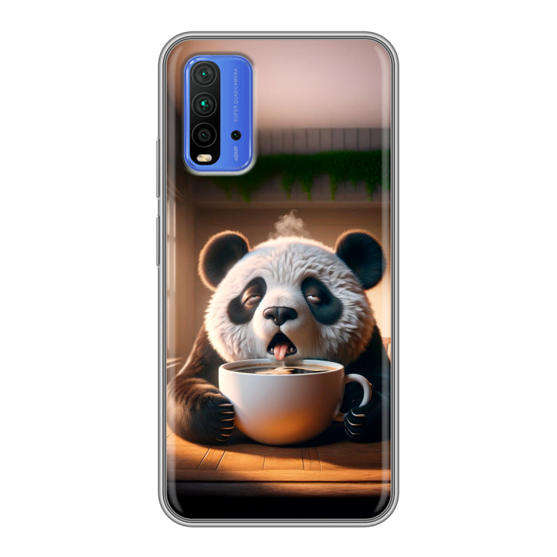 Силиконовый чехол на Xiaomi RedMi 9T с принтом смешная панда Силиконовый чехол на Xiaomi RedMi 9T с принтом смешная панда