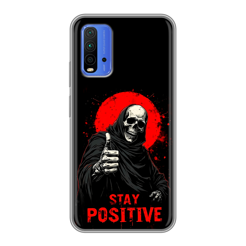 Силиконовый противоударный чехол на Xiaomi RedMi 9T с принтом смешной скелет Силиконовый противоударный чехол на Xiaomi RedMi 9T с принтом смешной скелет