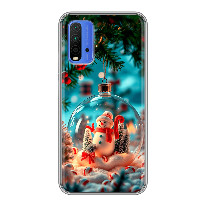 Силиконовый противоударный чехол на Xiaomi RedMi 9T с принтом Новый год Силиконовый противоударный чехол на Xiaomi RedMi 9T с принтом Новый год