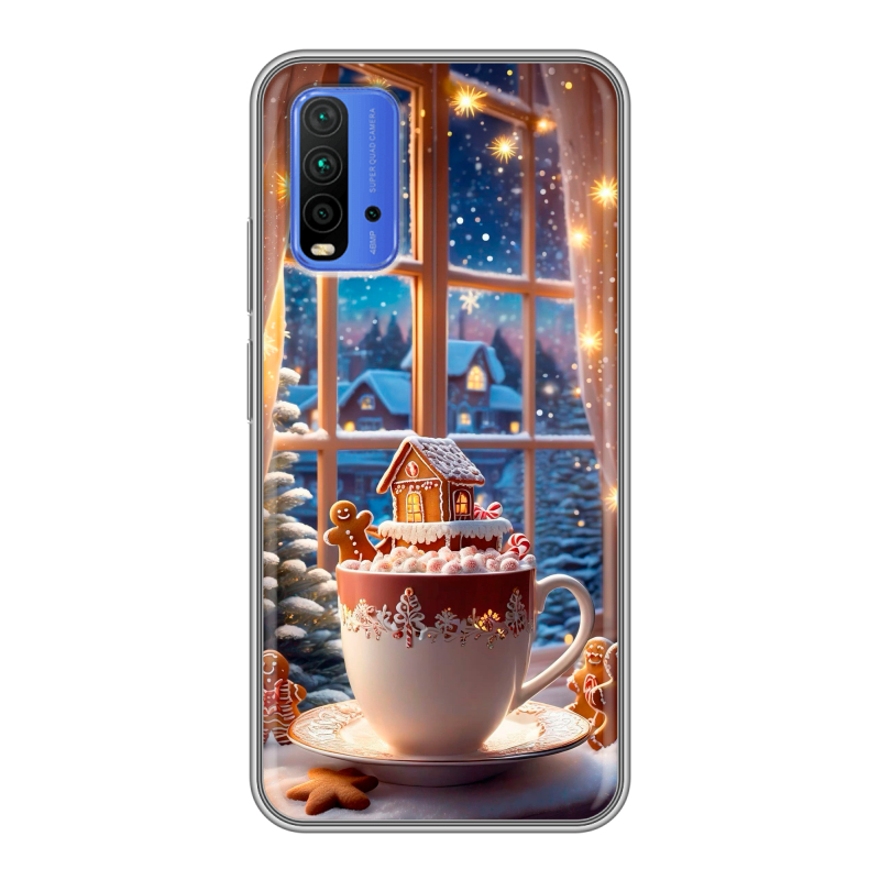 Силиконовый противоударный чехол на Xiaomi RedMi 9T с принтом Новый год Силиконовый противоударный чехол на Xiaomi RedMi 9T с принтом Новый год