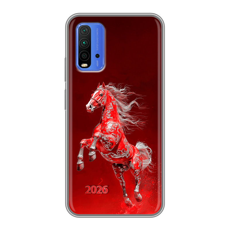 Силиконовый противоударный чехол на Xiaomi RedMi 9T с принтом Новый год Силиконовый противоударный чехол на Xiaomi RedMi 9T с принтом Новый год
