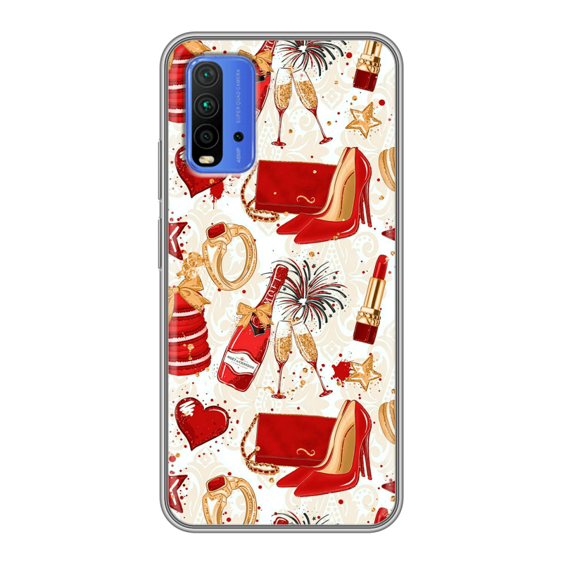 Силиконовый чехол на Xiaomi RedMi 9T с принтом Новый год Силиконовый чехол на Xiaomi RedMi 9T с принтом Новый год