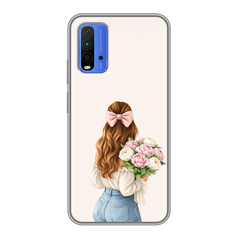 Силиконовый противоударный чехол на Xiaomi RedMi 9T с принтом женский Силиконовый противоударный чехол на Xiaomi RedMi 9T с принтом женский