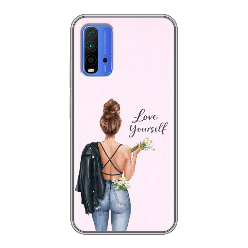 Силиконовый чехол на Xiaomi RedMi 9T с принтом женский Силиконовый чехол на Xiaomi RedMi 9T с принтом женский