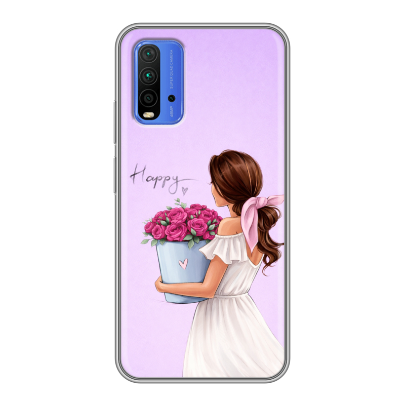 Силиконовый чехол на Xiaomi RedMi 9T с принтом женский Силиконовый чехол на Xiaomi RedMi 9T с принтом женский