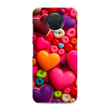 Силиконовый чехол на Nokia G20 с принтом Сердечки