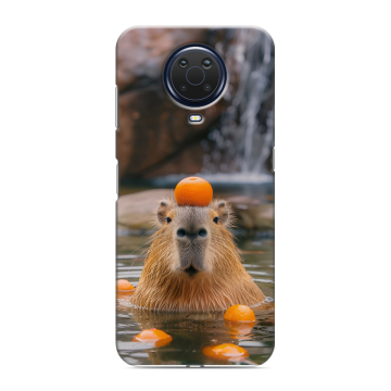Силиконовый чехол на Nokia G20 с принтом Капибара с апельсином