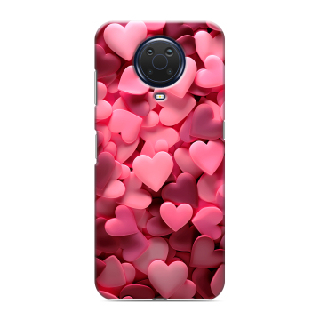 Силиконовый чехол на Nokia G20 с принтом розовые сердечки Силиконовый чехол на Nokia G20 с принтом розовые сердечки