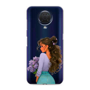 Силиконовый чехол на Nokia G20 с принтом девушка цветы Силиконовый чехол на Nokia G20 с принтом девушка цветы