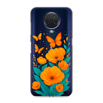 Силиконовый чехол на Nokia G20 с принтом цветы бабочки Силиконовый чехол на Nokia G20 с принтом цветы бабочки