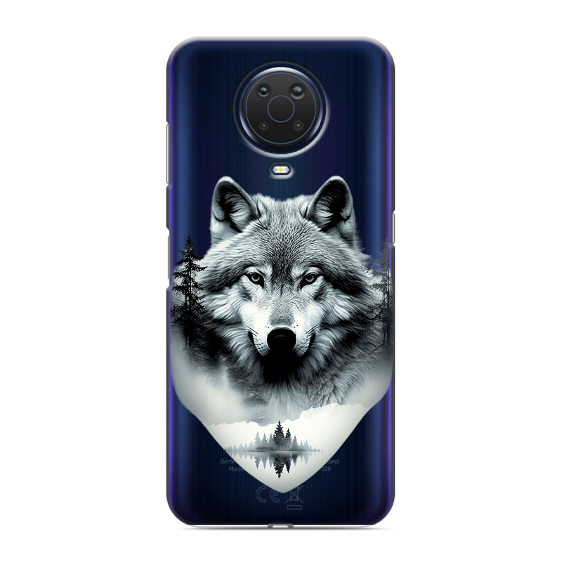 Силиконовый чехол на Nokia G20 с принтом Волк в лесу Силиконовый чехол на Nokia G20 с принтом Волк в лесу