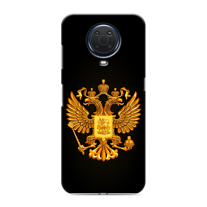Силиконовый противоударный чехол на Nokia G20 с принтом Герб России желтый Силиконовый противоударный чехол на Nokia G20 с принтом Герб России желтый