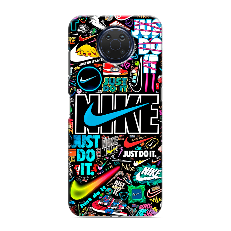 Силиконовый противоударный чехол на Nokia G20 с принтом найк nike черный Силиконовый противоударный чехол на Nokia G20 с принтом найк nike черный