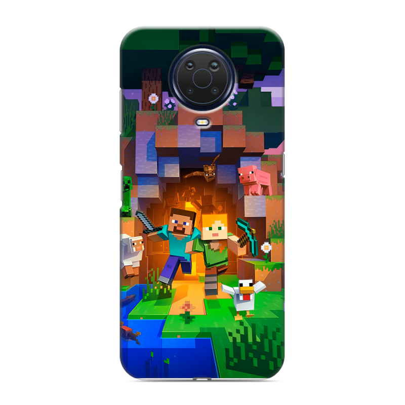 Силиконовый противоударный чехол на Nokia G20 с принтом Майнкрафт Minecraft Силиконовый противоударный чехол на Nokia G20 с принтом Майнкрафт Minecraft