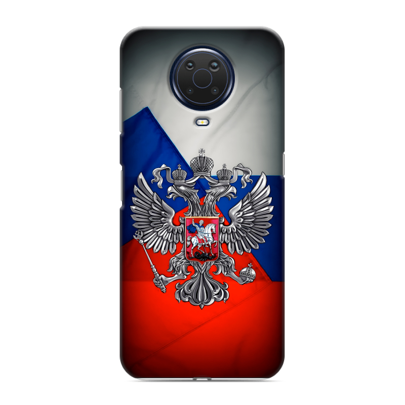 Силиконовый противоударный чехол на Nokia G20 с принтом Флаг России Силиконовый противоударный чехол на Nokia G20 с принтом Флаг России