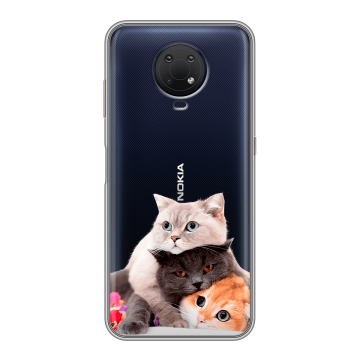 Силиконовый противоударный чехол на Nokia G10 с принтом Кошки