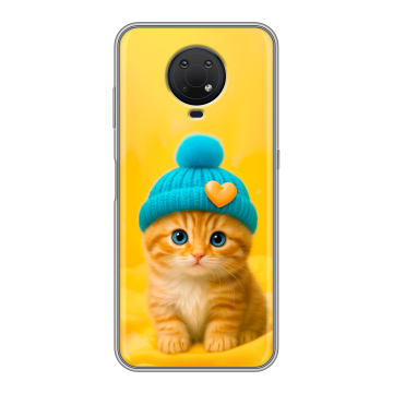 Силиконовый противоударный чехол на Nokia G10 с принтом Котенок в шапке