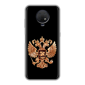 Силиконовый противоударный чехол на Nokia G10 с принтом Герб России золотой