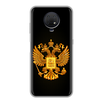 Силиконовый противоударный чехол на Nokia G10 с принтом Герб России желтый
