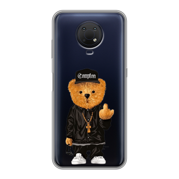 Силиконовый противоударный чехол на Nokia G10 с принтом Плюшевый медведь