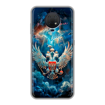 Силиконовый противоударный чехол на Nokia G10 с принтом Герб флаг России Силиконовый противоударный чехол на Nokia G10 с принтом Герб флаг России