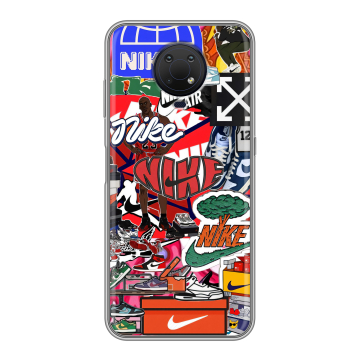 Силиконовый противоударный чехол на Nokia G10 с принтом Найк Nike яркий