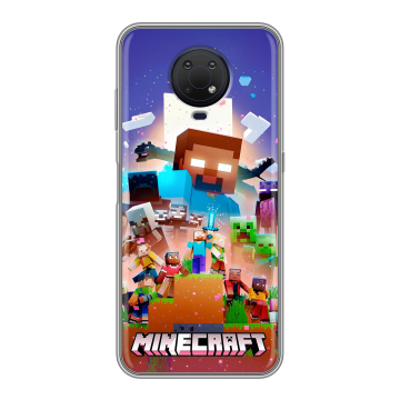 Силиконовый противоударный чехол на Nokia G10 с принтом Майнкрафт Minecraft