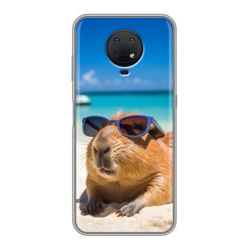 Силиконовый противоударный чехол на Nokia G10 с принтом Капибара