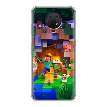 Силиконовый противоударный чехол на Nokia G10 с принтом Майнкрафт Minecraft