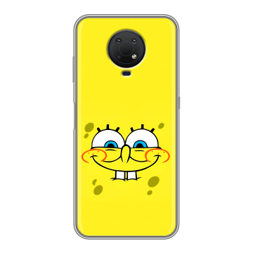 Силиконовый противоударный чехол на Nokia G10 с принтом спанчбоб спанч боб