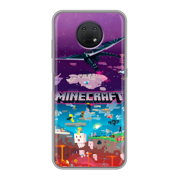 Силиконовый противоударный чехол на Nokia G10 с принтом Майнкрафт Minecraft