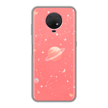 Силиконовый противоударный чехол на Nokia G10 с принтом Розовый космос Силиконовый противоударный чехол на Nokia G10 с принтом Розовый космос