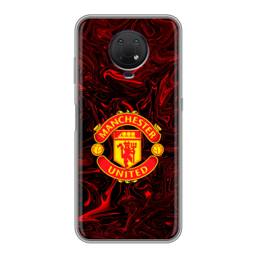 Силиконовый противоударный чехол на Nokia G10 с принтом Manchester United Силиконовый противоударный чехол на Nokia G10 с принтом Manchester United