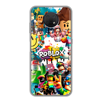 Силиконовый противоударный чехол на Nokia G10 с принтом Roblox Роблокс Силиконовый противоударный чехол на Nokia G10 с принтом Roblox Роблокс