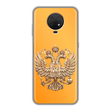 Силиконовый противоударный чехол на Nokia G10 с принтом Герб Флаг России Силиконовый противоударный чехол на Nokia G10 с принтом Герб Флаг России