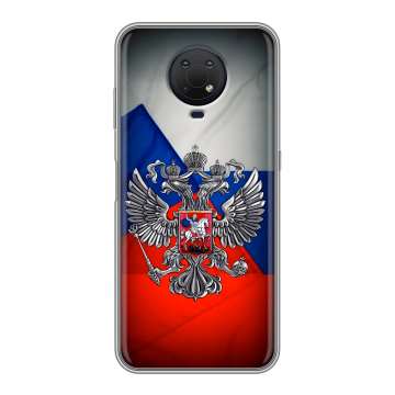 Силиконовый противоударный чехол на Nokia G10 с принтом Флаг России