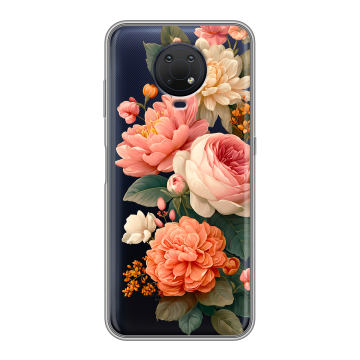 Силиконовый противоударный чехол на Nokia G10 с принтом цветы Силиконовый противоударный чехол на Nokia G10 с принтом цветы