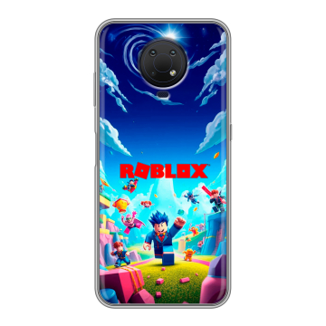 Силиконовый противоударный чехол на Nokia G10 с принтом Roblox Роблокс